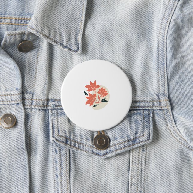 Stylish Floral White Custom Round Button for Event (In Situ)