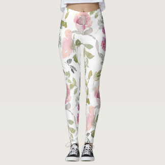 Stylish Floral Yoga Pants, High-Waisted Botanical  Leggings
