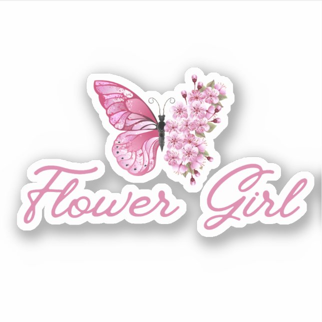 stylish flower girl ,pink butterfly cute chic (Front)