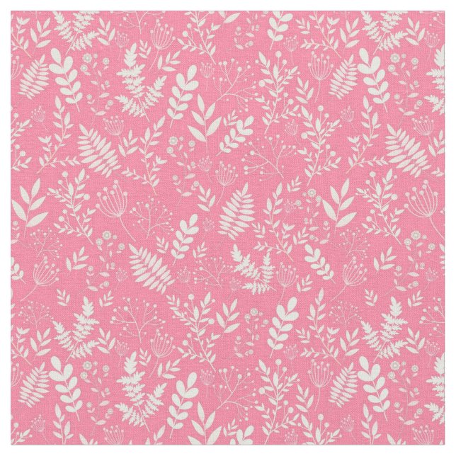 Stylish foliage pink pattern fabric (Close Up)