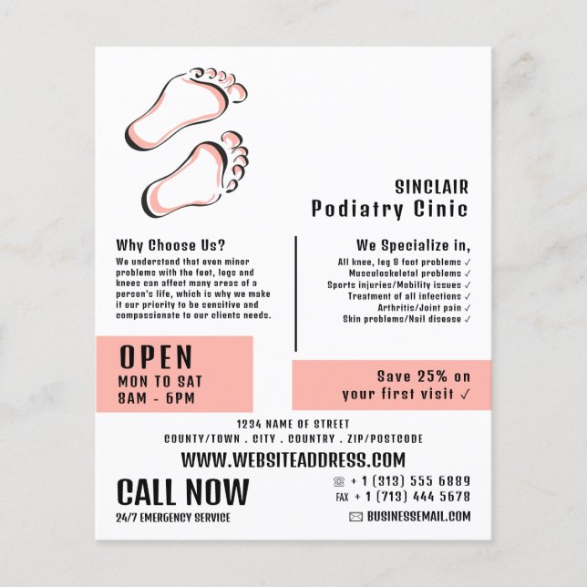 Stylish Footprints, Podiatry Clinic, Podiatrist Flyer (Front)