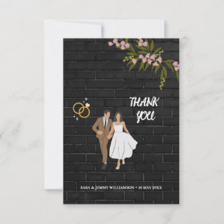 Stylish for bride & groom photo overlay wedding t thank you card