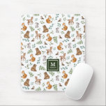 Stylish Forest Animals Woodland Greenery Pattern Mouse Pad<br><div class="desc">This adorable design belongs to our FOREST FABLE collection. It features our original watercolor illustration depicting whimsical woodland animals and elegant watercolor greenery leaves.</div>