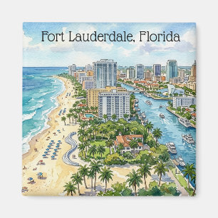 Stylish Fort Lauderdale Florida Watercolor Magnet