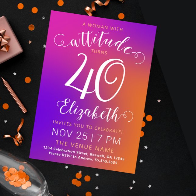 Stylish Forty Colourful Modern Gradient Invitation (Creator Uploaded)