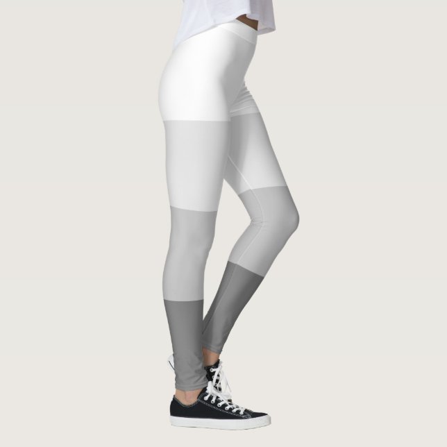 Stylish Four White Grey Shades Blocks Leggings (Right)