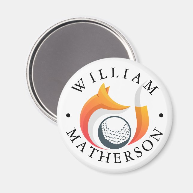 Stylish Fox Custom Name Golf Ball Marker Magnet (Front/Back)