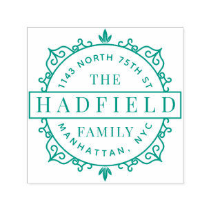 Stylish Frame & Modern Family Name Return Address Self-inking Stamp