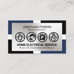 Stylish Frame Silver Layer Electrical Business Card