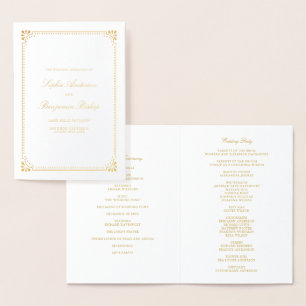 Stylish Frame Wedding Ceremony Programs Foil Card