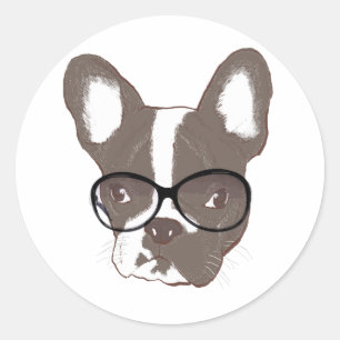 Stylish french bulldog classic round sticker