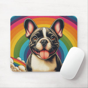 Stylish French Bulldog Dog Colourful Rainbow Mouse Pad