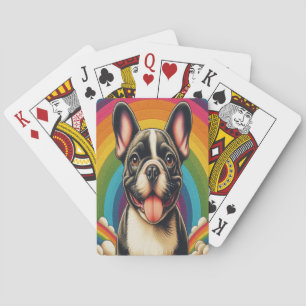 Stylish French Bulldog Dog Colourful Rainbow Playing Cards