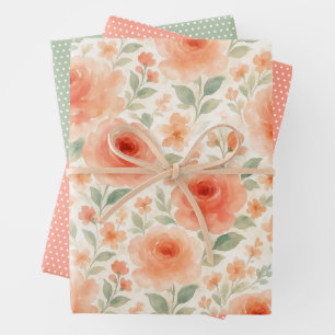 Stylish French Shabby Chic Floral Art Pattern Wrapping Paper Sheet