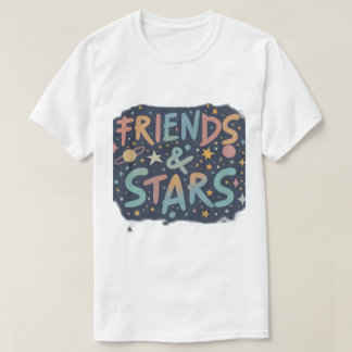 Stylish Friends & Stars Design T-Shirt