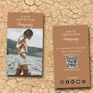 Stylish Full Photo Simple Photography Terracotta Business Card