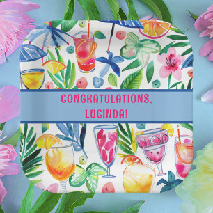 Stylish Fun Colourful Summer Congratulations Paper Plate