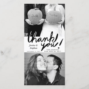 Stylish Fun Handwrite Thank You Two Photo Card