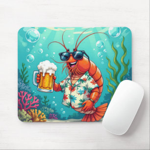 Stylish Fun Shrimp With a Glass of Beer Mouse Pad