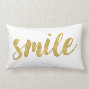 Stylish Fun Smile In Gold Decorative Lumbar Cushion