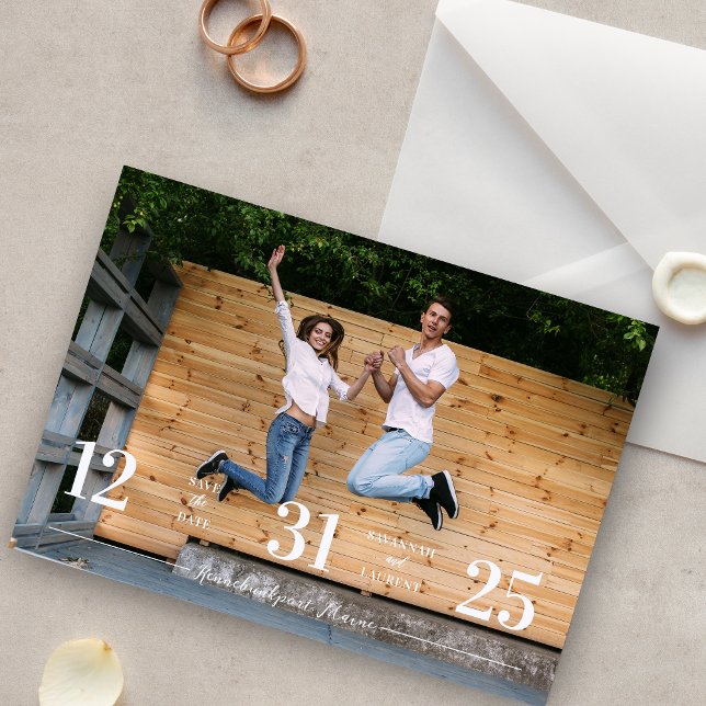 Stylish & Fun Unmatched Wedding Photo Card (Stylish & Fun Unmatched Wedding Photo Card Save the Date with Envelope.)
