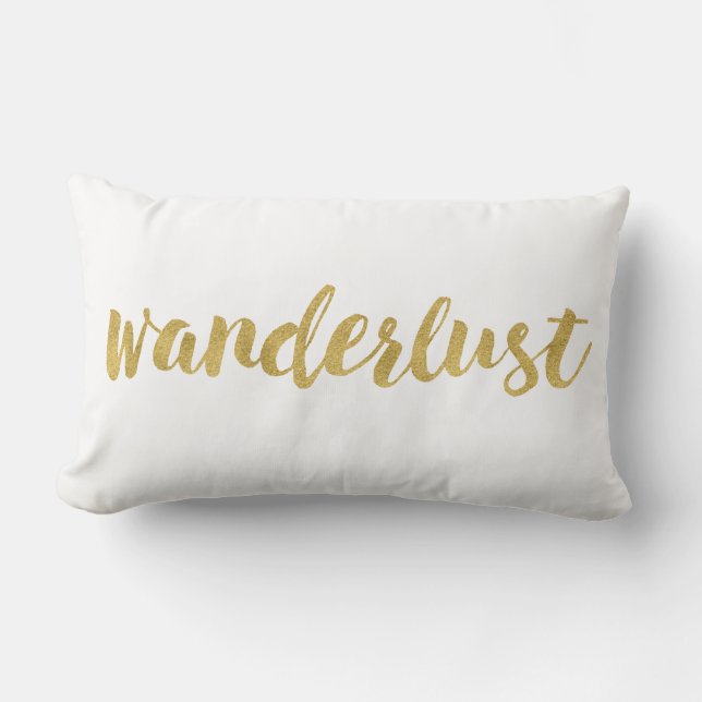 Stylish Fun Wanderlust In Gold Decorative Lumbar Cushion (Front)