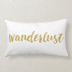 Stylish Fun Wanderlust In Gold Decorative Lumbar Cushion