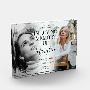 Stylish Funeral Memorial Before & After Glass Photo Block