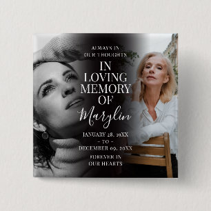 Stylish Funeral Memorial Before & After Photo 15 Cm Square Badge