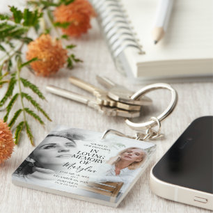 Stylish Funeral Memorial Before & After Photo Key Ring