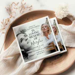 Stylish Funeral Memorial Before & After Photo Napkin