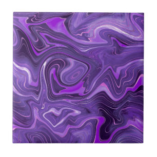 Stylish Funky Groovy Purple Curves Marble 3-6 Ceramic Tile