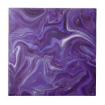 Stylish Funky Groovy Purple Curves Marble 5-6 Ceramic Tile<br><div class="desc">Looking to be a little different and original? This modern funky groovy purple marble mimic curves print wall ceramic tile is just what you need. Available in two sizes 4.25 x 4.25 and 6 x 6 inches. Please note that this is a flat colour print and is not an actual...</div>