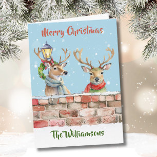 Stylish Funky Quirky Watercolor Reindeer  Card