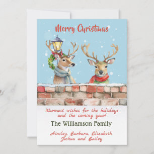Stylish Funky Quirky Watercolor Reindeer Christmas Holiday Card