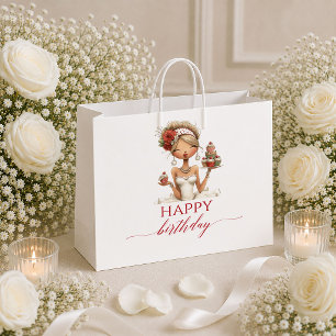 Stylish Funny Woman Deep Red Script Birthday gift Large Gift Bag