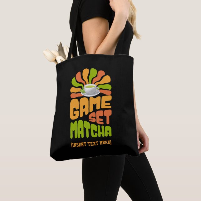 Stylish GAME SET MATCHA Fun Latte Drinker Tote Bag (Close Up)