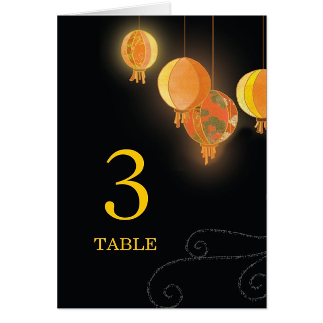 Stylish Garden Lanterns Wedding Table Numbers (Front)