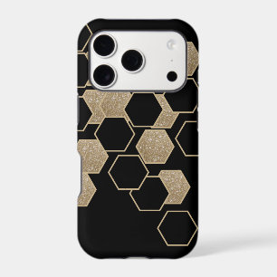 stylish geometric black and gold hexagon pattern