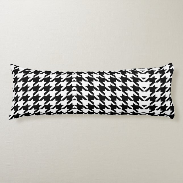 stylish geometric black white houndstooth pattern body cushion (Front)