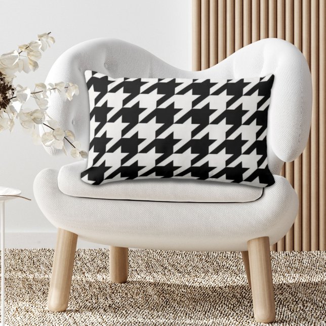 stylish geometric black white houndstooth pattern lumbar cushion (stylish geometric black white houndstooth pattern lumbar pillow)