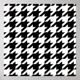 stylish geometric black white houndstooth pattern poster