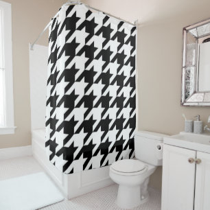 stylish geometric black white houndstooth pattern shower curtain