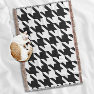 stylish geometric black white houndstooth pattern throw blanket