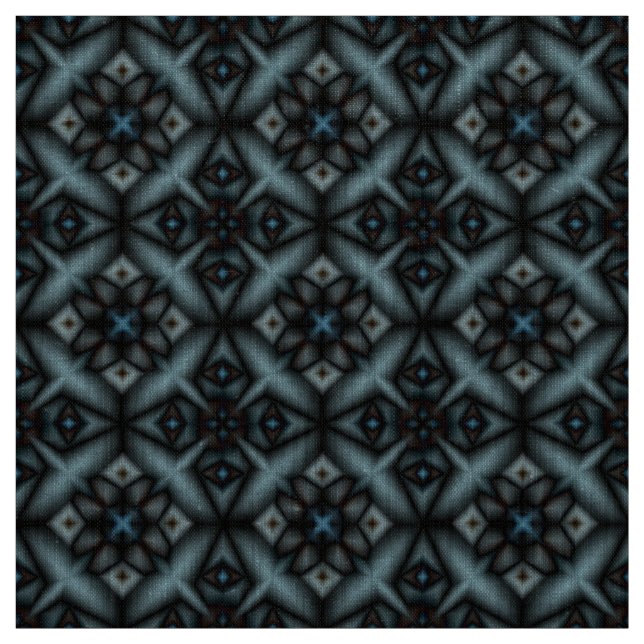 stylish, geometric, blue, black, Oriental, Fabric (Swatch)