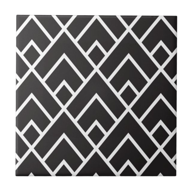 Stylish Geometric Diamond Grid Pattern Ceramic Tile (Front)