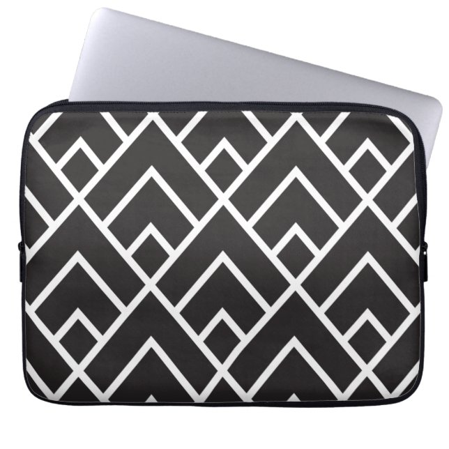 Stylish Geometric Diamond Grid Pattern Laptop Sleeve (Front)