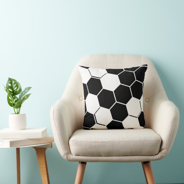 Stylish Geometric Hexagon White & Black Cushion (Chair)