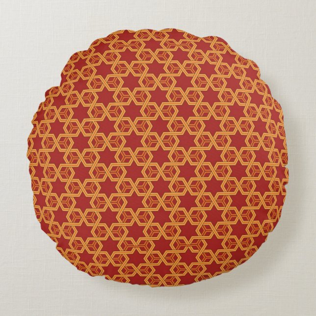 Stylish geometric ornament round cushion (Front)