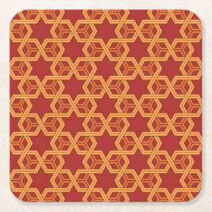 Stylish geometric ornament square paper coaster